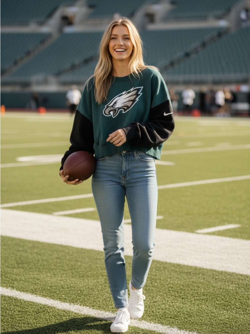 Nike NFL Philadelphia Eagles Oversized Colour Block Pullover Green Black Medium